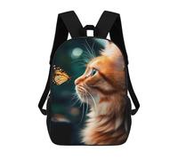 sinyumoney Cat with Butterfly Backpacks Kids Student Schoolbag 3D Printed Backpacks Elementary And Middle School Students Backpacks for Boys Girls 17inch