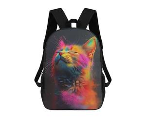 sinyumoney Cat With Colorful Powder School Bags Computer Rucksack for School/Work/Travel for Girls Boys Teenage 17inch