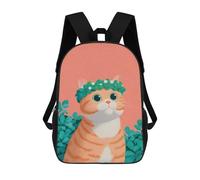 sinyumoney Cat with Flower Crown Illustration School Bags Large Water Resistant Laptop Backpack for Boys/Girls/Teenagers 17inch