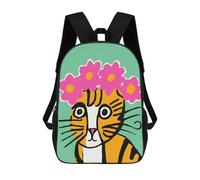 sinyumoney Cat with Flower Crown On Backpack School Travel College Rucksack Backpacks for Campus Outdoor Travel Sports 17inch