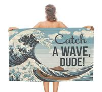 sinyumoney Catch A Wave Dude Towel 1pc Pool Party Beach Towel Super Soft Hotel Quality 130cm*80cm