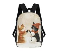 sinyumoney Cats Building Snowman School Bags Daypacks Business Backpack Water Resistant Bookbag for School/Work/Travel 17inch