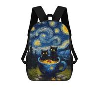 sinyumoney Cats in A Cup Starry Night Children's Backpacks School Backpack 3D Printed for Kids Travel Rucksacks Book Bags Kids 17inch School Bag