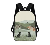 sinyumoney Cats in A Green Landscape Children's 17 Inch School Backpack 3D Printed Cool Knapsack for Kids Travel Rucksacks Book Bags Kids School Bag