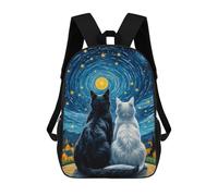 sinyumoney Cats In Love Starry Night School Backpack School Bags for Girls Boys Backpack with Pocket Fashion School Bag Kids Backpack 17inch