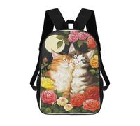 sinyumoney Cats in Love with Roses Rucksack Lightweight Casual Daypack School Backpacks for Teenage Girls Boys Women Men 17inch