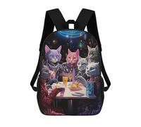 sinyumoney Cats in Space A Cosmic Gathering School Backpack High Secondary School Bags Casual Backpack for Girls Boys Teenage 17inch