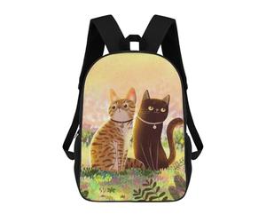 sinyumoney Cats in The Garden Backpack School Bag Rucksack Casual Daypacks School Work Travel Bag for Men, Women & Teenage Boys 17inch