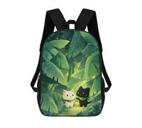 sinyumoney Cats in The Jungle Illustration Backpack School High Secondary School Bags Casual Backpack for Men, Women & Teenage Boys 17inch