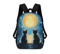 sinyumoney Cats Moon Starry Night Children's Backpacks School Backpack 3D Printed Backpack for Kids Travel Rucksacks Book Bags Kids School Bag 17inch