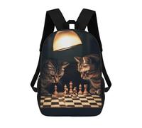 sinyumoney Cats Playing Chess Kids Backpack, Kids School Bag 3D Printed School Backpacks for Boys And Teenager School Students 17inch