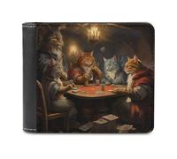 sinyumoney Cats Playing Poker in A Cozy Cabin -1 3D Print PU Leather Wallet Use Holds Bills Banknote Compartments Soft Convenient Purse for Boys Girls 11.7cm*9.5cm