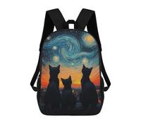 sinyumoney Cats & Starry Night Children's Backpacks School 3D Printed Bag Bookbag for Kids Travel Rucksacks Boy Girl Book Bags Kids School Bag 17inch
