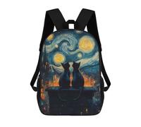 sinyumoney Cats Under Starry Night School Bags High Secondary School Bags Casual Backpack for Men/Women 17inch