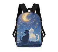 sinyumoney Cats Under The Moon - Cat Lovers Backpack School Bag Rucksack for Girls Boys Backpacks Large Capacity Kids Back Pack Lightweight School Bags for Children Students 17inch