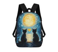 sinyumoney Cats Under The Moon Rucksacks 3D Printed Children Backpacks Fashion Casual Daypack Cute Travel Bags Outdoor Casual Daypack for Boy And Girl 17inch
