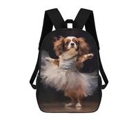 sinyumoney Cavalier Dog Ballerina Backpacks Kids Student Schoolbag 3D Printed Backpacks Elementary And Middle School Students Backpacks for Boys Girls 17inch