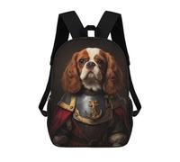 sinyumoney Cavalier Dog In Armor Fashion Student School Backpack Suitable for Boys Girls Kids Casual Outdoor Travel Essential Daypack 17inch