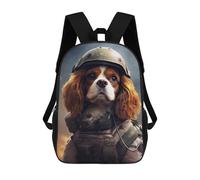 sinyumoney Cavalier Dog Soldier Backpack 3D Printed Children's School Backpack for Kids High Capacity Travel Rucksacks Book Bags Kids School Bag Back Pack 17inch