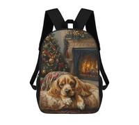 sinyumoney Cavalier King Charles Spaniel Christmas Painting Children's Backpacks School 3D Printed Bag Bookbag for Kids Travel Rucksacks Boy Girl Book Bags Kids School Bag 17inch