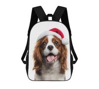 sinyumoney Cavalier King Charles Spaniel Dog with Santa Hat Portrait Kids Backpack, Kids School Bag 3D Printed School Backpacks for Boys And Teenager School Students 17inch