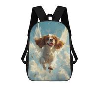 sinyumoney Cavalier King Charles Spaniel with Angel Wings Pet Memorial Gift Backpacks Kids School Backpack School Bag 3D Printed School Bag for Boys Elementary And Middle School Students 17inch