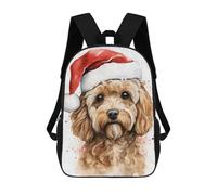 sinyumoney Cavoodle Dog Santa Hat Children's School Backpack 3D Printed for Kids Travel Rucksacks Book Bags Kids School Bag 17inch