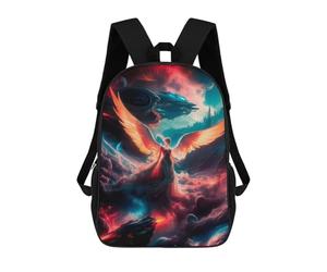 sinyumoney Celestial Angel Ascend 3D Printed Kids 17inch Backpacks Boys Fashion Travel Backpacks School Bag for Boys Elementary And Middle School Students
