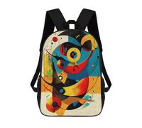 sinyumoney Celestial Balance - Modern Cosmic Geometry in Cyan, Vermillion, And Gold Backpack School Fashion Stationery Backpack Waterproof Casual Daypacks for Boys/Girls/Teenagers 17inch