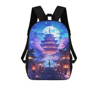 sinyumoney Celestial Sakura Temple School Backpack Large Water Resistant Laptop Backpack for Boys/Girls/Teenagers 17inch