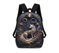 sinyumoney Celestial Steampunk Fox Kids School Backpack 17 Inch School Bag 3D Printed School Bag for Boys Elementary And Middle School Students