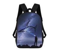 sinyumoney Celestial Whale Backpacks Kids School Backpack School Bag 3D Printed School Bag for Boys Elementary And Middle School Students 17inch