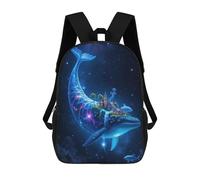 sinyumoney Celestial Whale Island Starry Sky Backpacks Kids School Backpack School Bag 3D Printed School Bag for Boys Elementary And Middle School Students 17inch