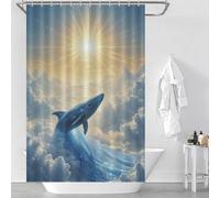 sinyumoney Celestial Whale Rising Toward The Sun Shower Curtains Mould Proof Quick Drying Proof Resistant Bath Curtains for Shower for Bathroom Bathtub Apartment Decor 46.85x70.87Inch（119x180cm）