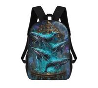 sinyumoney Celestial Whales in Golden Cage Backpack School Bag Lightweight Schoolbag Dayback Bookbag College for Men/Women 17inch