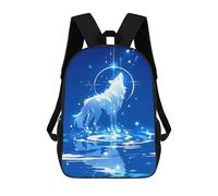 sinyumoney Celestial Wolf School Bag Bookbag 3D Printed Children's Backpacks for Kids Boy Girl Book Bags Kids School Bag Travel Rucksacks 17inch