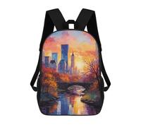 sinyumoney Central Park in Fall Backpacks Kids 17inch School Backpack School Bag 3D Printed School Bag for Boys Elementary And Middle School Students