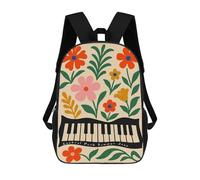 sinyumoney Central Park Summer Jazz Floral Piano 3D Printed 17 Inch School Backpack Casual Children's Backpacks 3D Printed for Boys Elementary And Middle