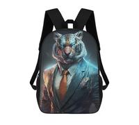 sinyumoney CEO Tiger In Suit Backpack Kids School Backpack School Bag 3D Printed Fashion School Bag for Boys Elementary And Middle School Student 17inch