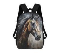 sinyumoney Charcoal Horse Portrait Children's School Backpack 3D Printed for Kids Travel Rucksacks Book Bags Kids School Bag 17inch