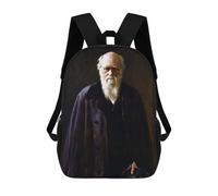sinyumoney Charles Darwin Painting Children's Backpacks School Backpack 3D Printed for Kids Travel Rucksacks Book Bags Kids 17inch School Bag