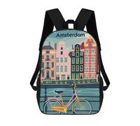 sinyumoney Charming Amsterdam Kids Backpack, Kids School Bag 3D Printed School Backpacks for Boys And Teenager School Students 17inch