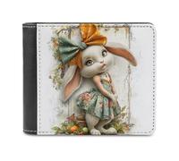sinyumoney Charming Bunny in Floral Dress 3D Print PU Leather Wallet Card Slots Coin RFID Blocking Leather Wallet Craftsmanship Gifts 11.7cm*9.5cm
