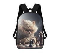 sinyumoney Charming Cat Chess Masterpiece School Bag Bookbag 3D Printed Children's Backpacks for Kids Boy Girl Book Bags Kids School Bag Travel Rucksacks 17inch