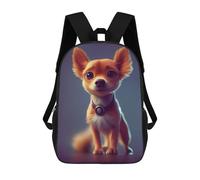sinyumoney Charming Chihuahua Portrait 3D Printed Children's School Backpack for Kids High Capacity Travel Rucksacks Book Bags Kids School Bag Back Pack 17inch