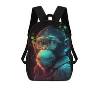 sinyumoney Charming Chimpanzee Glasses Art Kids Backpacks,3D Personalized School Bookbags for Boys Girls Large Schoolbags Casual Daypack 17inch