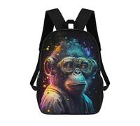 sinyumoney Charming Chimpanzee with Glasses-1 Backpacks, Kids Backpack Student School Bag 3D Printed Travel Backpacks Fashion Accessory Backpack Children Waterproof School Bags 17inch