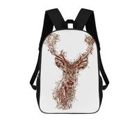 sinyumoney Charming Deer Horns Children's School Backpack 3D Printed for Kids Travel Rucksacks Book Bags Kids School Bag 17inch