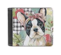 sinyumoney Charming French Bulldog Portrait 3D Print PU Leather Wallet ID RFID Blocking Banknote Compartments Durable Purse Youth Guys 11.7cm*9.5cm