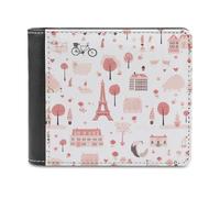 sinyumoney Charming Parisian Scene Illustration 3D Print Clutch Purse Coin Pocket ID RFID Blocking Stylish Banknote Compartments Fashion Slim Wallets 11.7cm*9.5cm